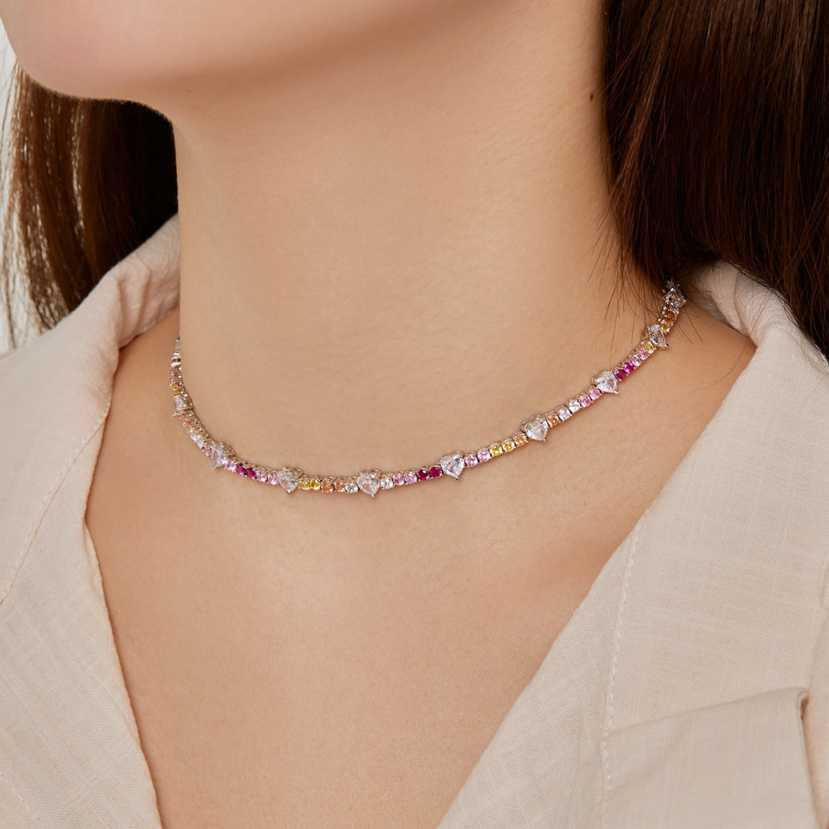 [Kismet Jewels ]Delicate Colorful Rainbow Tennis Chain