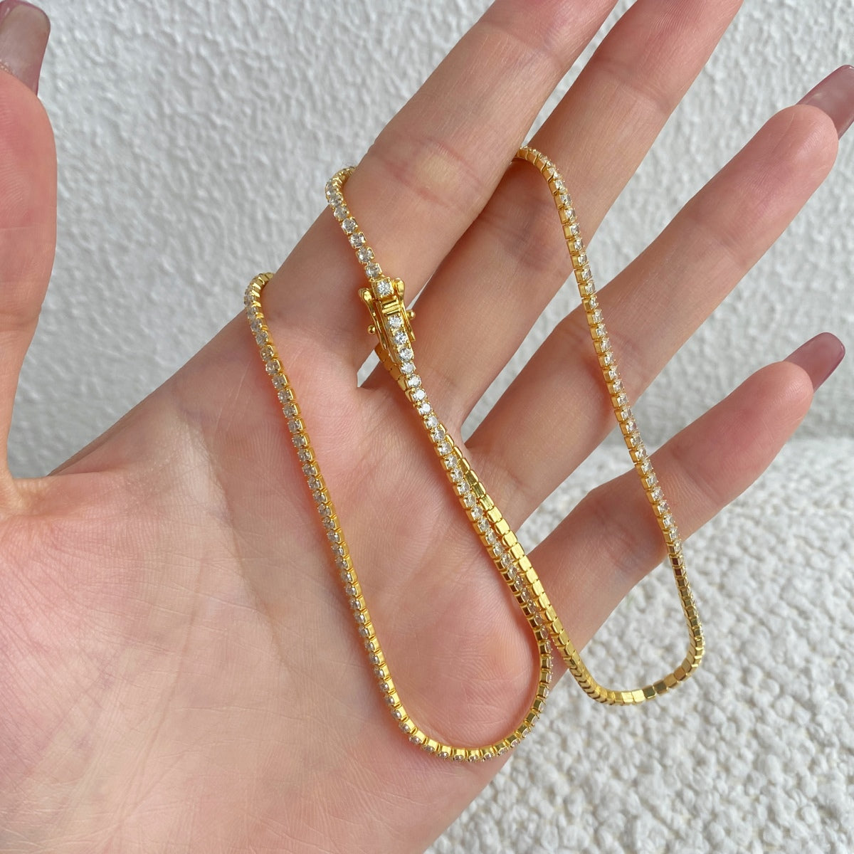 [Kismet Jewels ]Delicate Round Shape Tennis Necklace