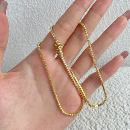 [Kismet Jewels ]Delicate Round Shape Tennis Necklace