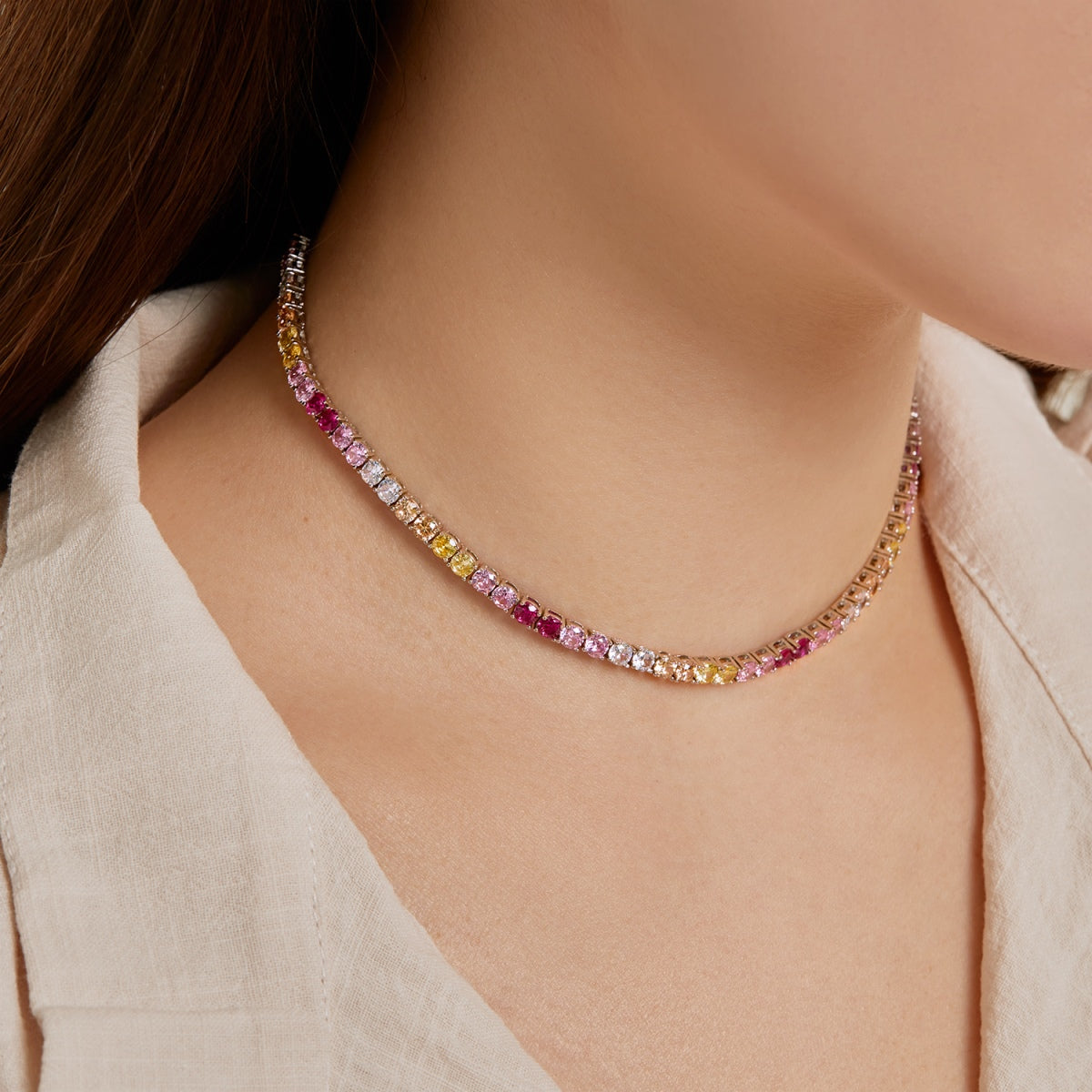 [Kismet Jewels ]Delicate Colorful Tennis Necklace