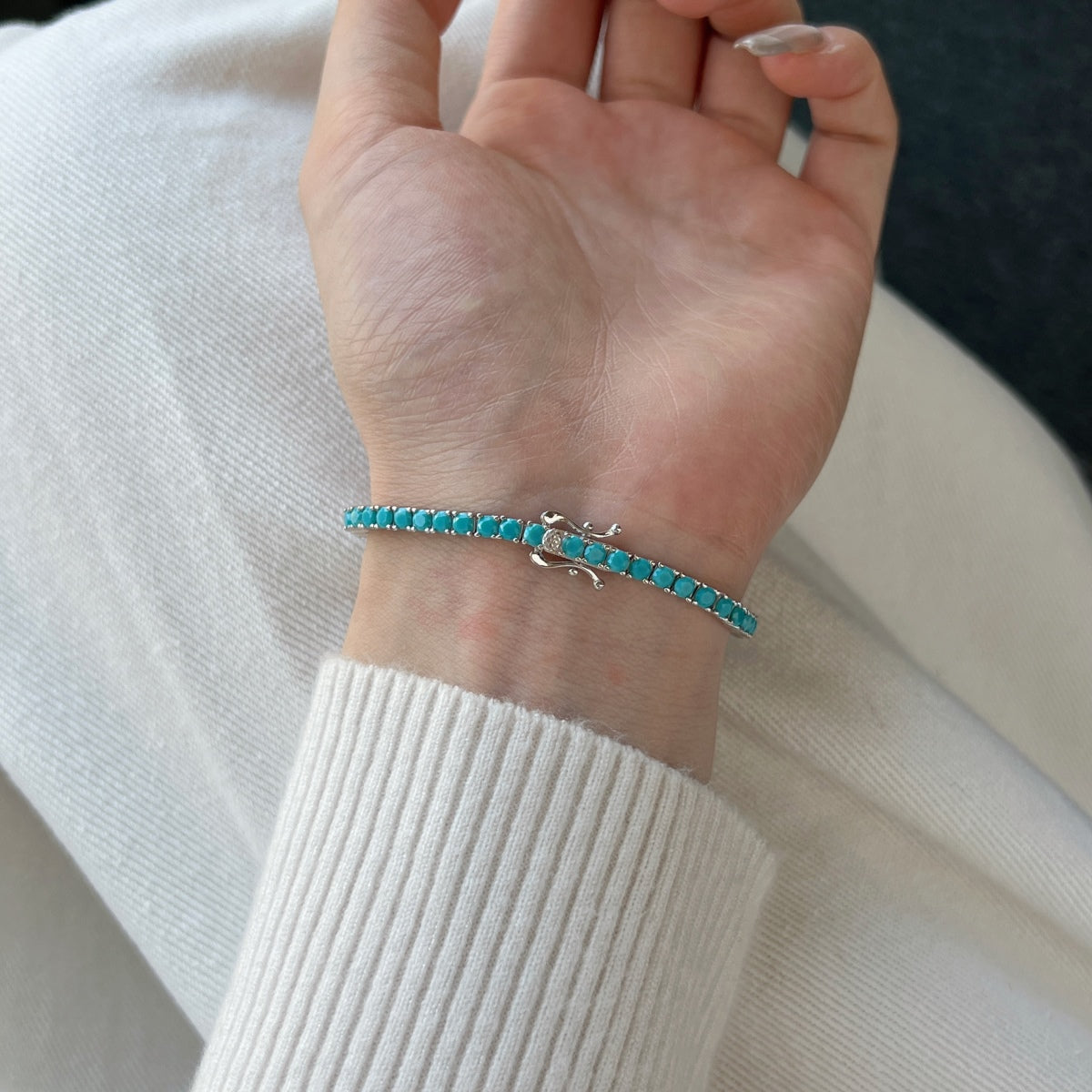 [Kismet Jewels ]Dainty Charming Round Cut Tennis Bracelet
