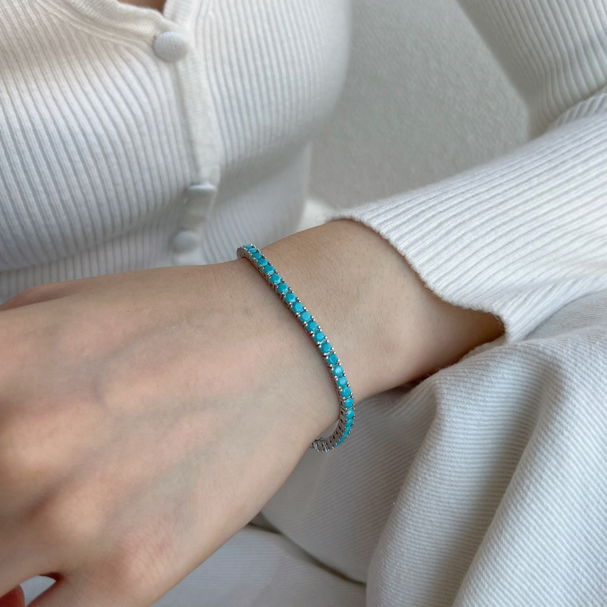 [Kismet Jewels ]Dainty Charming Round Cut Tennis Bracelet