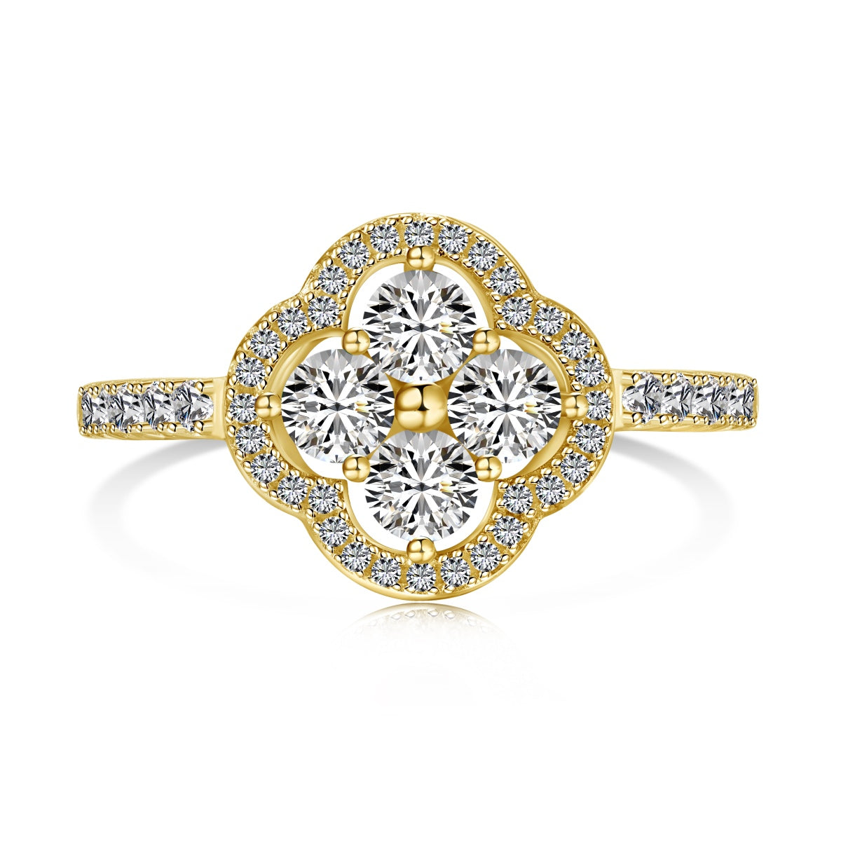 [Kismet Jewels ]Four Leaf Clover Flower Design Ring