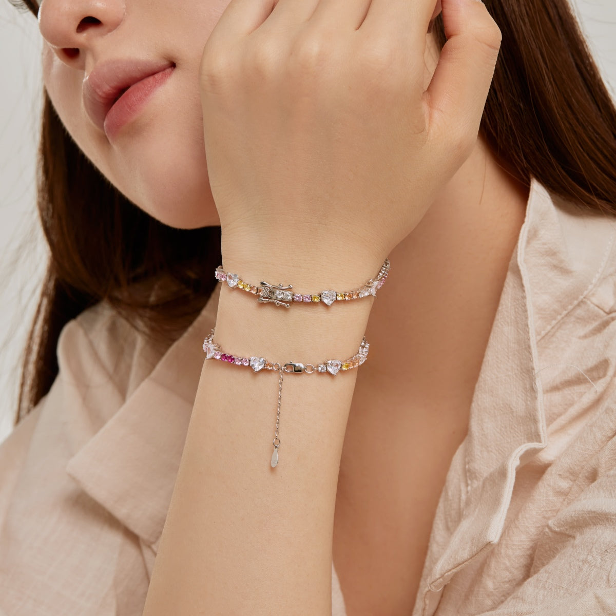 [Kismet Jewels ]Romantic Heart Shape Round Cut Lover Bracelet
