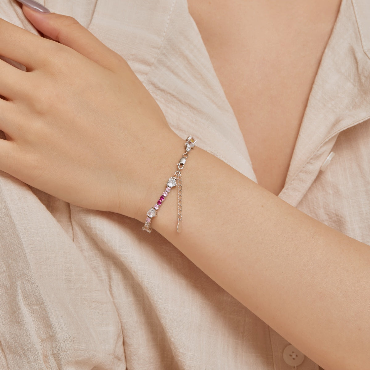 [Kismet Jewels ]Romantic Heart Shape Round Cut Lover Bracelet