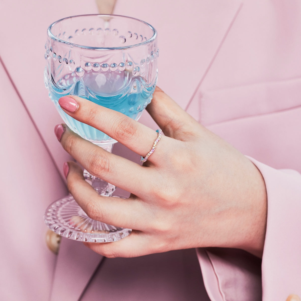 [Kismet Jewels ]Dainty Colorful Round Cut Party Ring