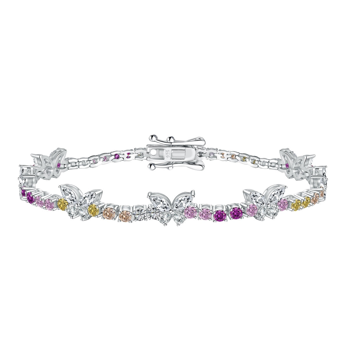 [Kismet Jewels ]Ornate Colorful Butterfly Shape Round Cut Daily Bracelet