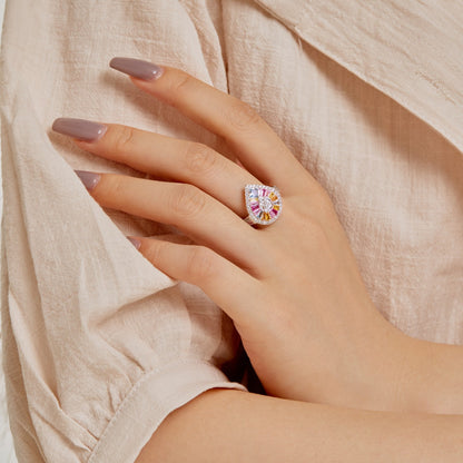 [Kismet Jewels ]Elegant Colorful Water Drop Shape Banquet Ring