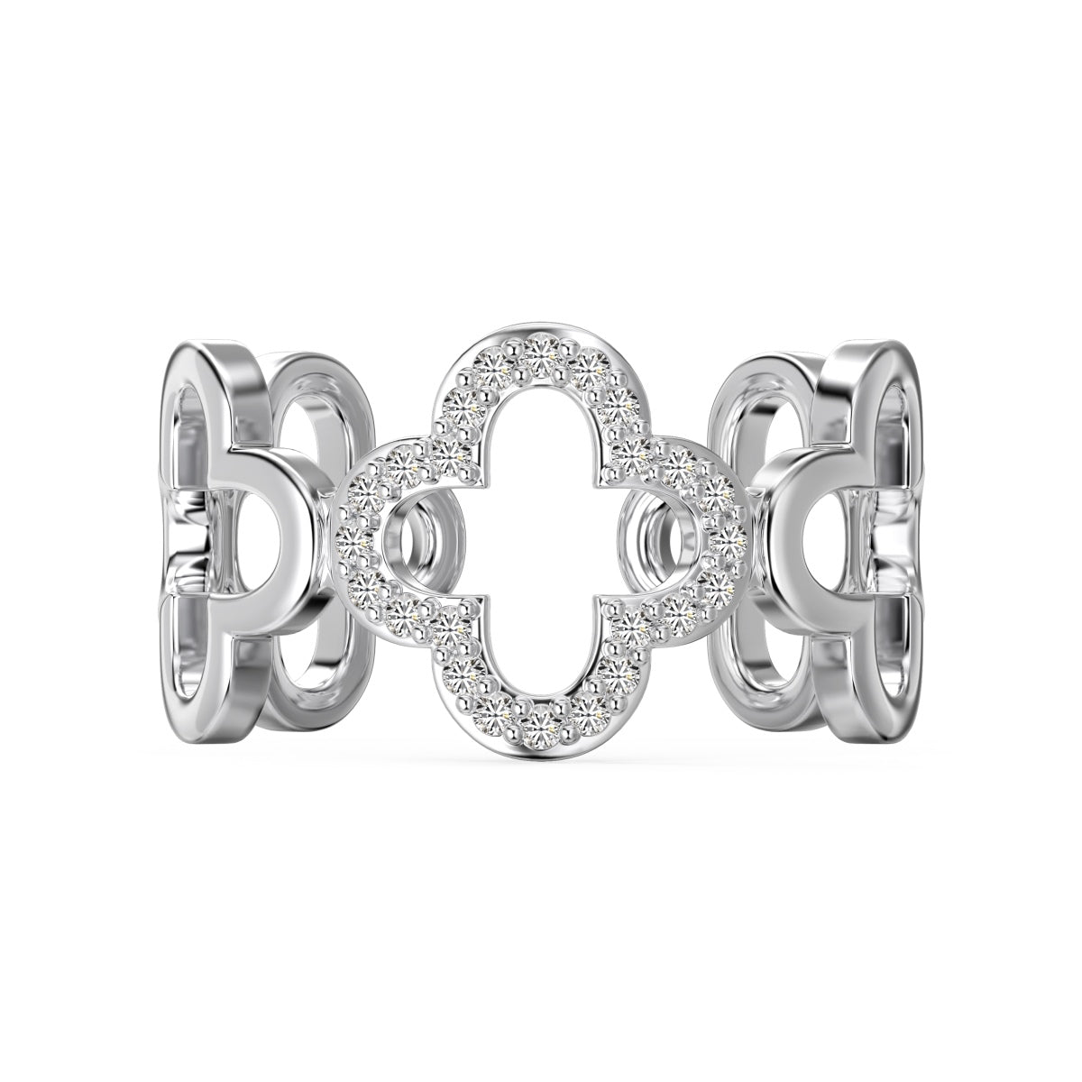 [Kismet Jewels ]Hollow Design Four-Leaf Clover Flower Shape Ring