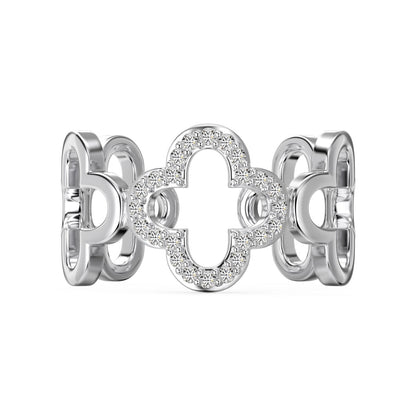 [Kismet Jewels ]Hollow Design Four-Leaf Clover Flower Shape Ring