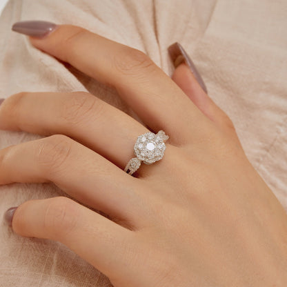 [Kismet Jewels ]Delicate Colorful Round Cut Flower Shape Wedding Ring