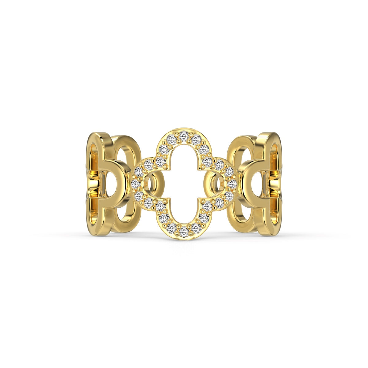 [Kismet Jewels ]Hollow Design Four-Leaf Clover Flower Shape Ring