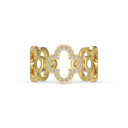 [Kismet Jewels ]Hollow Design Four-Leaf Clover Flower Shape Ring
