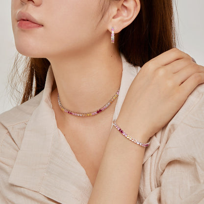 [Kismet Jewels ]Radiant Colorful Round Cut Tennis Bracelet