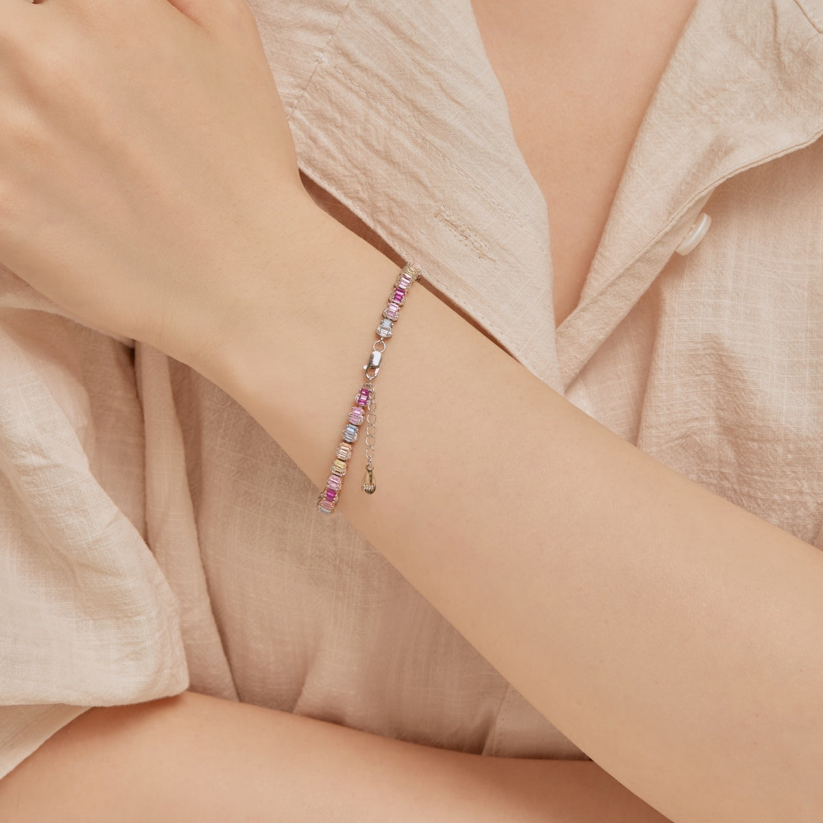[Kismet Jewels ]Delicate Colorful Emerald Cut Party Bracelet