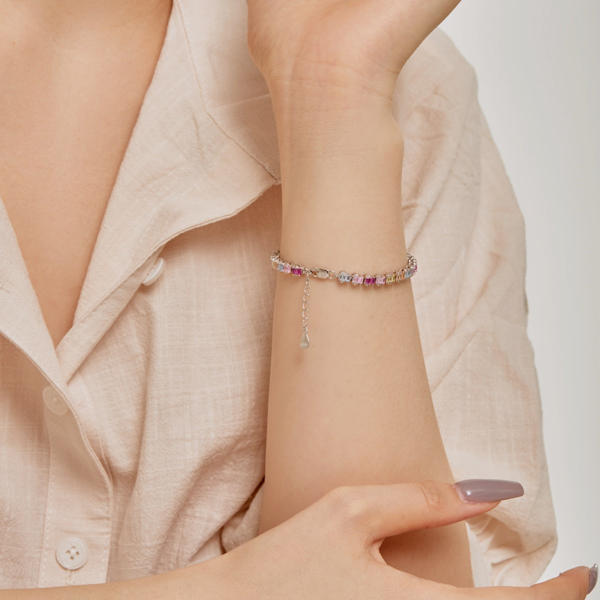 [Kismet Jewels ]Delicate Colorful Emerald Cut Party Bracelet