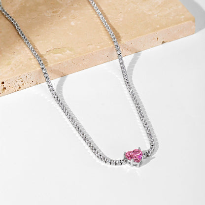 [Kismet Jewels ]2.0 Carat Sparkling Tennis Heart Cut Necklace