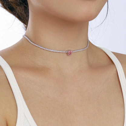 [Kismet Jewels ]2.0 Carat Sparkling Tennis Heart Cut Necklace