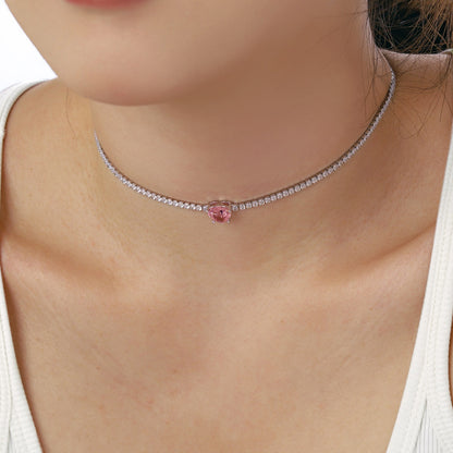[Kismet Jewels ]2.0 Carat Sparkling Tennis Heart Cut Necklace