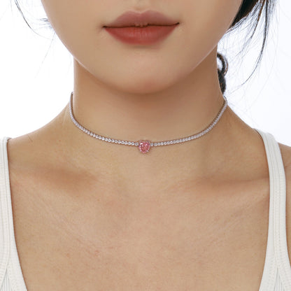 [Kismet Jewels ]2.0 Carat Sparkling Tennis Heart Cut Necklace