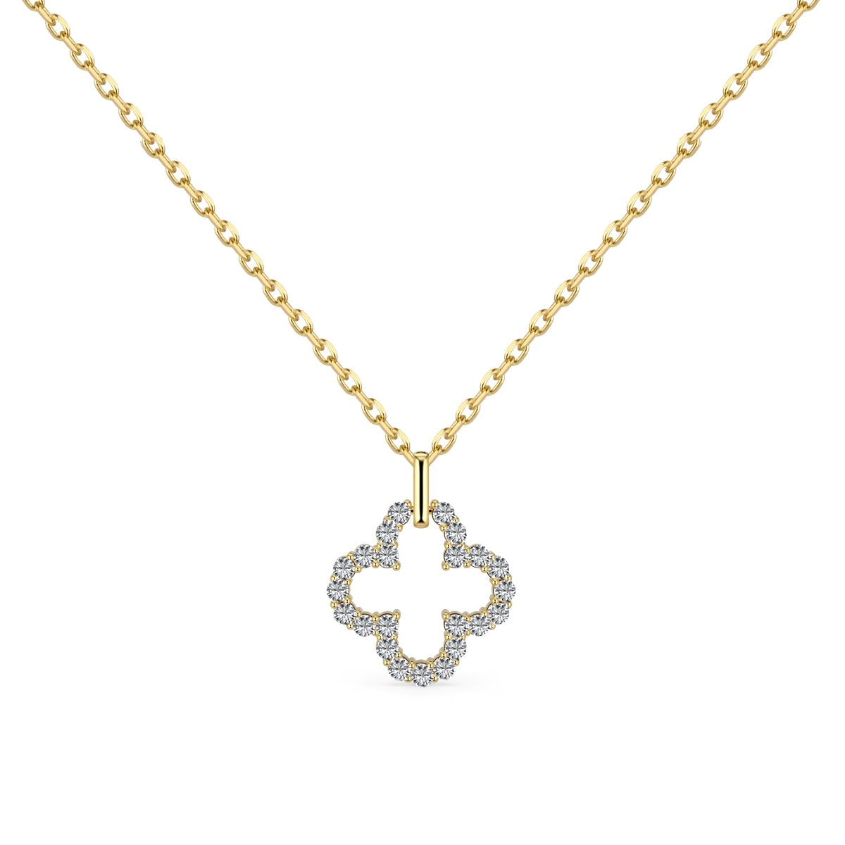 [Kismet Jewels ]Four-Leaf Clover Hollow Design Exquisite Necklace