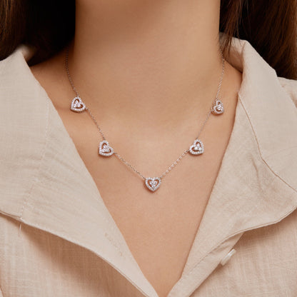 [Kismet Jewels ]Sparkling Five Heart Necklace