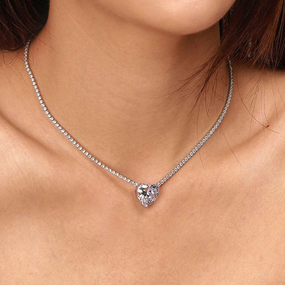 [Kismet Jewels ]8.0 Carat Versatile Colorful Sweet Heart-Shaped Tennis Necklace