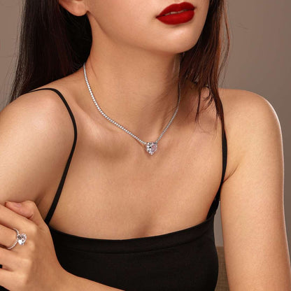 [Kismet Jewels ]8.0 Carat Versatile Colorful Sweet Heart-Shaped Tennis Necklace