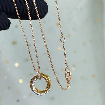 [Kismet Jewels ]TRINITY NECKLACE SILVER GOLD PINK GOLD DIAMONDS