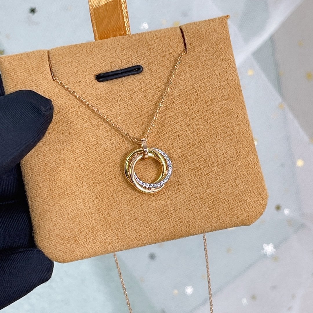 [Kismet Jewels ]TRINITY NECKLACE SILVER GOLD PINK GOLD DIAMONDS