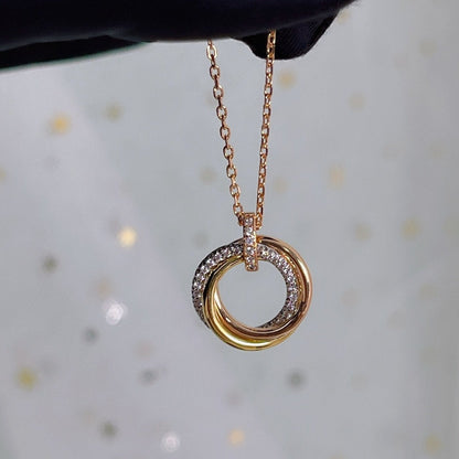 [Kismet Jewels ]TRINITY NECKLACE SILVER GOLD PINK GOLD DIAMONDS