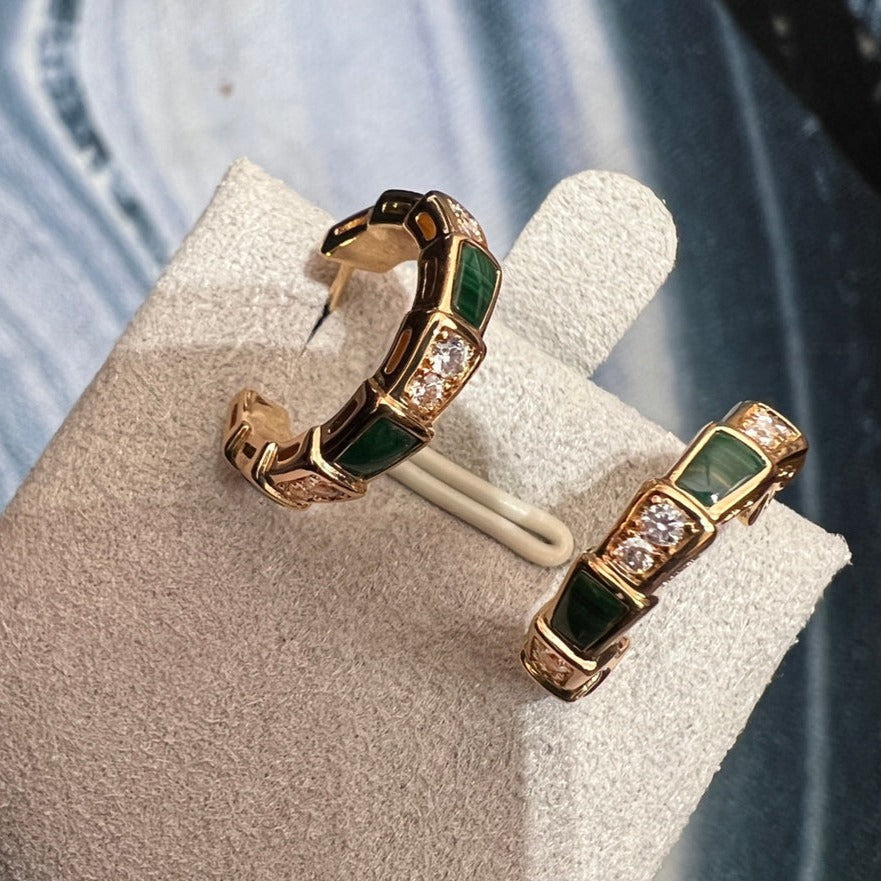 [Echo ]SERPENTI MALACHITE PINK GOLD EARRINGS