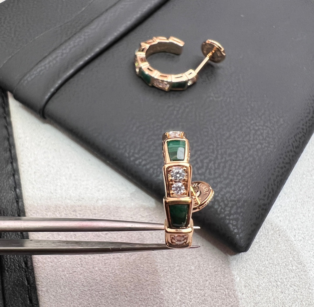 [Echo ]SERPENTI MALACHITE PINK GOLD EARRINGS