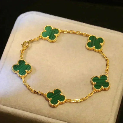 [Kismet Jewels ]CLOVER 5 MOTIFS MALACHITE BRACELET
