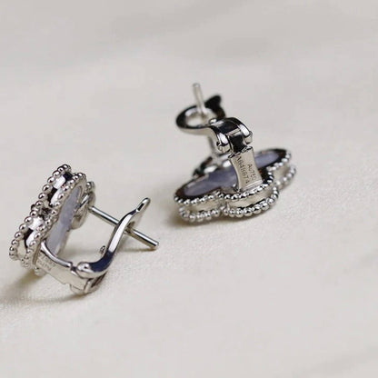 [Kismet Jewels ]CLOVER MEDIUM 1 MOTIFS  WHITE MOP EARRINGS SILVER