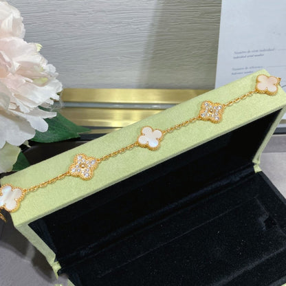 [Kismet Jewels ]CLOVER 5 MOTIF DIAMOND PINK MOP PINK GOLD BRACELET