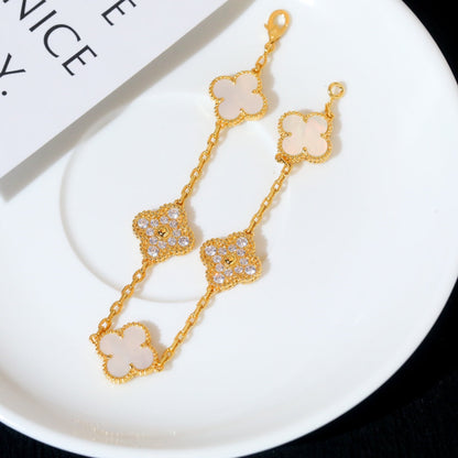 [Kismet Jewels ]CLOVER BRACELET 5 MOTIF WHITE MOP DIAMOND