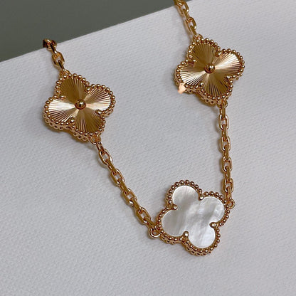 [Kismet Jewels ]CLOVER BRACELET 5 MOTIF WHITE MOP PINK GOLD
