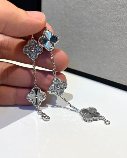 [Kismet Jewels ]CLOVER 5 MOTIF SILVER DIAMOND BRACELET