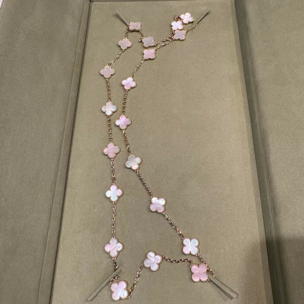 [Kismet Jewels ]CLOVER 20 MOTIFS PINK MOP NECKLACE