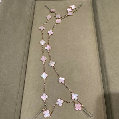 [Kismet Jewels ]CLOVER 20 MOTIFS PINK MOP NECKLACE
