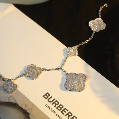 [Kismet Jewels ]CLOVER BRACELET 5 MOTIF SILVER DIAMOND PAVED