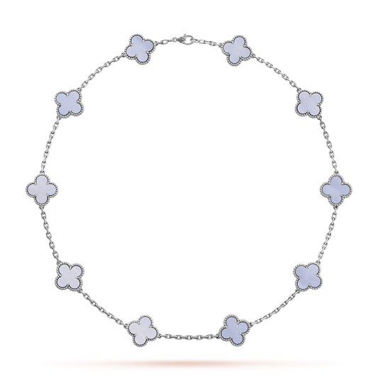 [Kismet Jewels ]CLOVER 10 MOTIFS BLUE CHALCEDONY NECKLACE