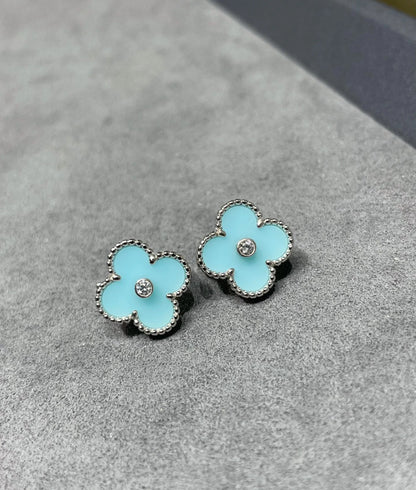 [Echo ]CLOVER 1 DIAMOND BLUE SKY SILVER EARRINGS
