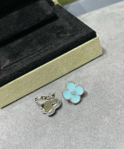 [Echo ]CLOVER 1 DIAMOND BLUE SKY SILVER EARRINGS