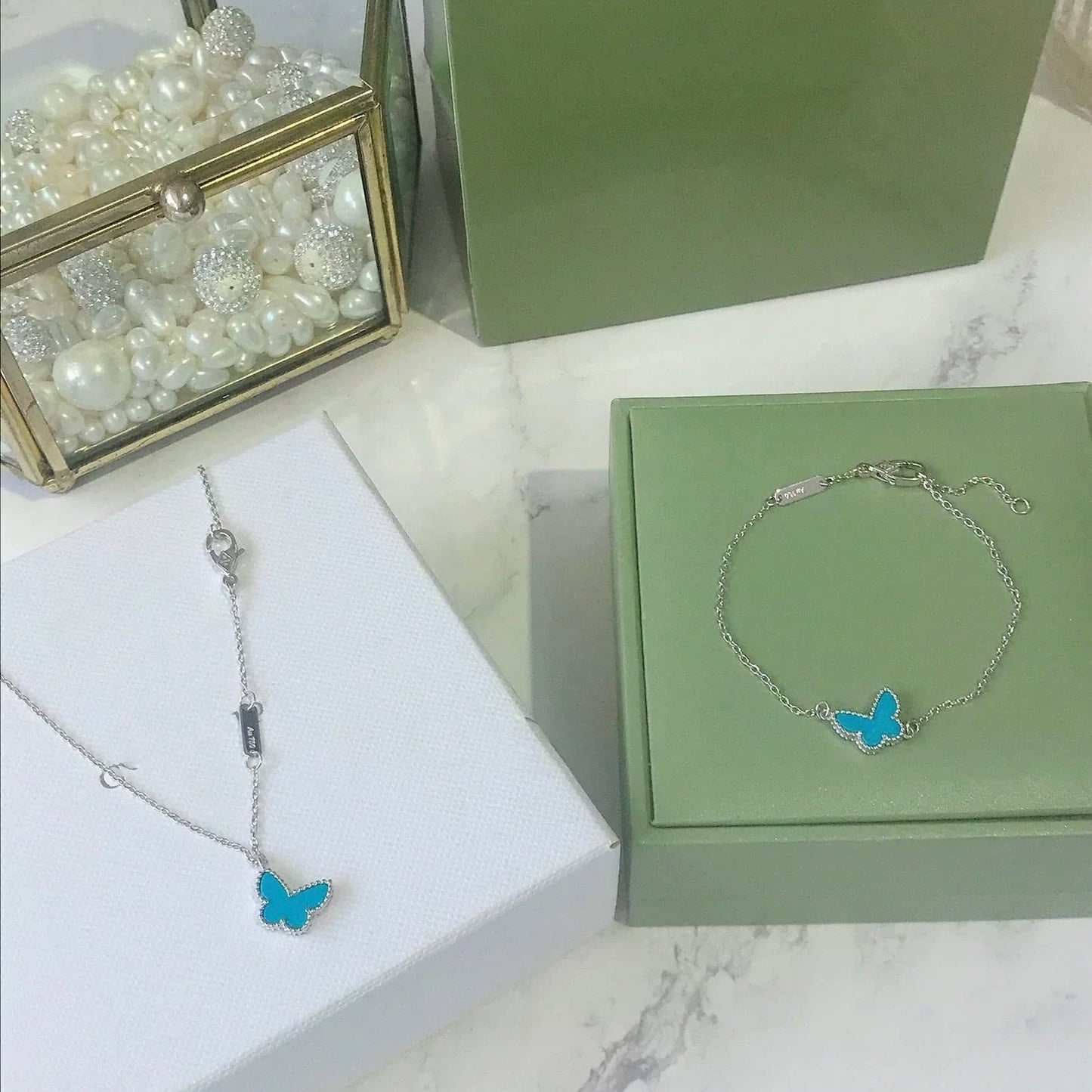 [Kismet Jewels ]BUTTERFLY TURQUOISE BUTTERFLY BRACELET SILVER