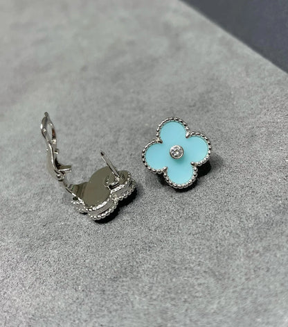 [Echo ]CLOVER 1 DIAMOND BLUE SKY SILVER EARRINGS