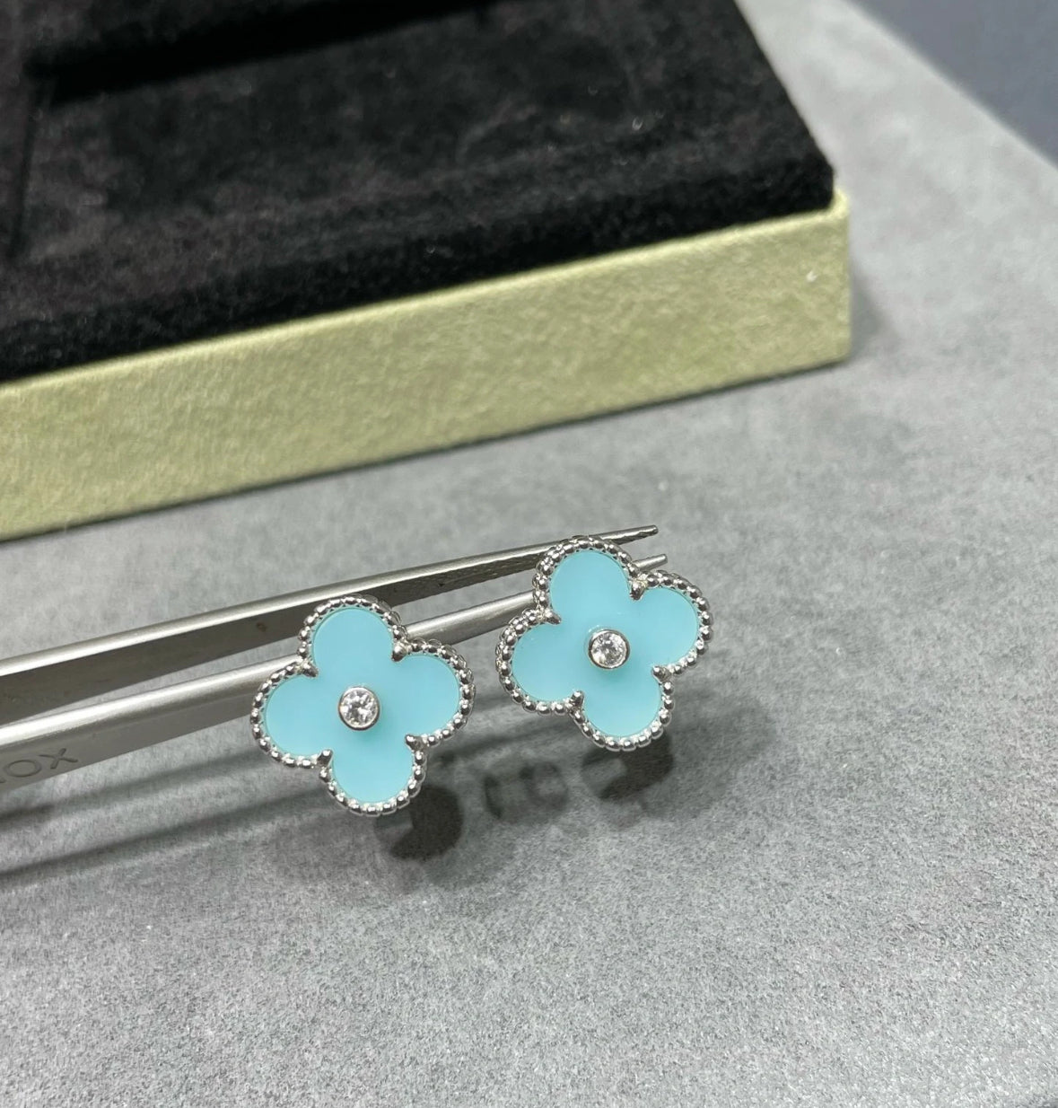 [Echo ]CLOVER 1 DIAMOND BLUE SKY SILVER EARRINGS