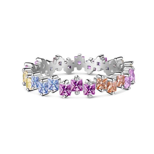 [Kismet Jewels ]Mixed Colorful Square Staggered Rings