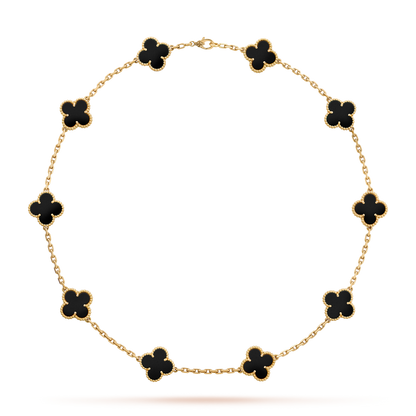 [Kismet Jewels ]CLOVER 10 MOTIFS ONYX NECKLACE
